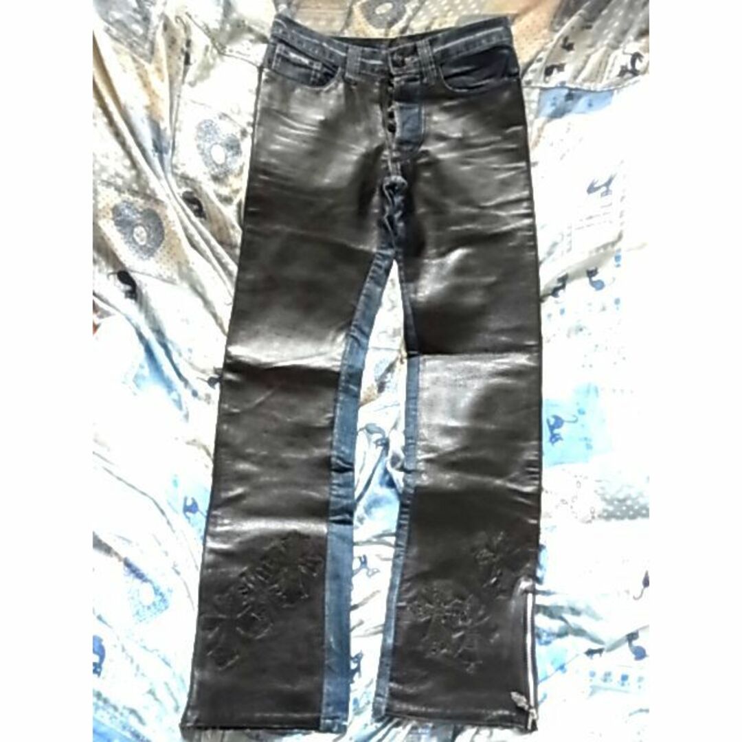 エーアンドジーA&Gジーンズ レザー83cmクロスパッチ カスタム デニム エーアンドジーA&Gジーンズ レザー83cmクロスパッチ カスタム デニム