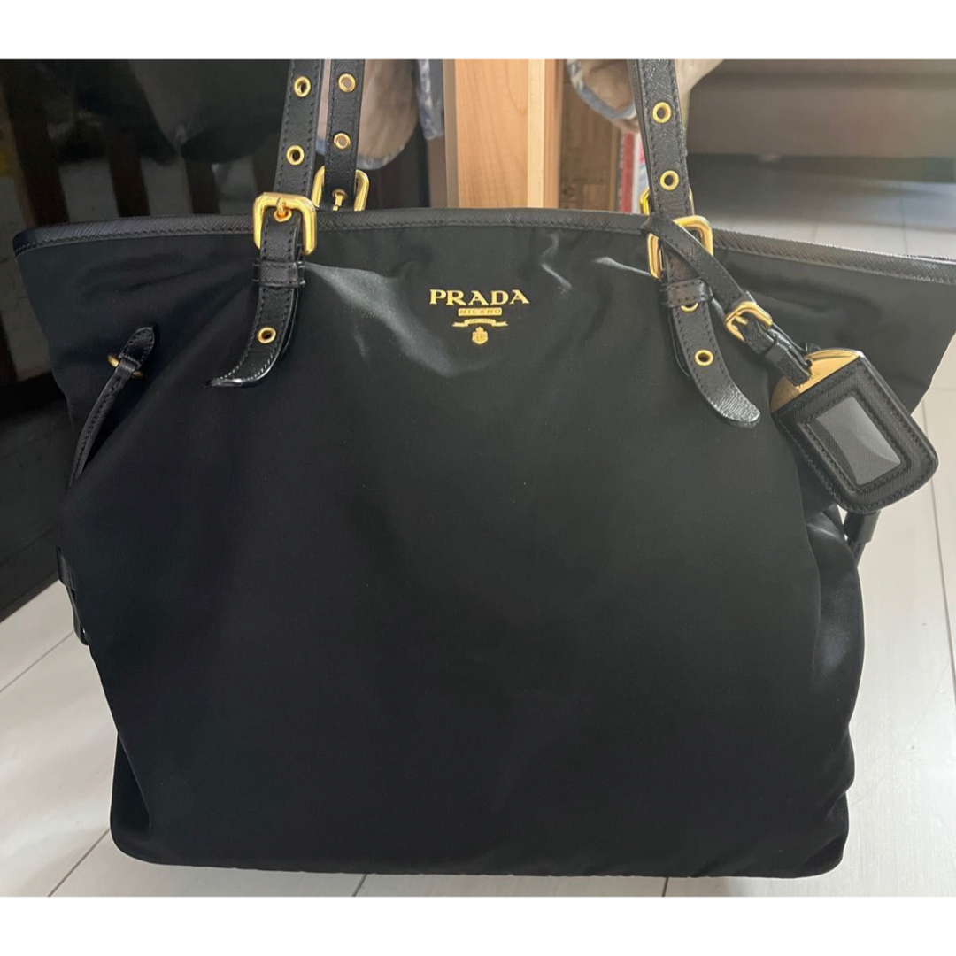 【極美品】 PRADA プラダ　トートバッグ　ブラック　ロゴ　ゴールド　美品 | フリマアプリ ラクマ