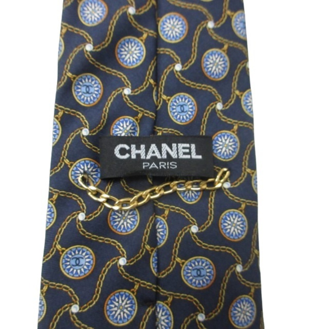 CHANEL(シャネル)のシャネル 美品 ネクタイ シルク ロゴプリント ビジネス フォーマル チェーン柄 メンズのファッション小物(ネクタイ)の商品写真