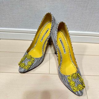 マノロブラニク(MANOLO BLAHNIK)のManolo Blahnik パンプス ハンギシ ボーダー カーフレザー(ハイヒール/パンプス)