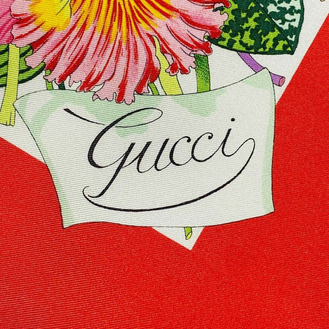 Gucci(グッチ)の★GUCCI★ スカーフ 大判 花 昆虫 シルク レッド ホワイト レディースのファッション小物(バンダナ/スカーフ)の商品写真