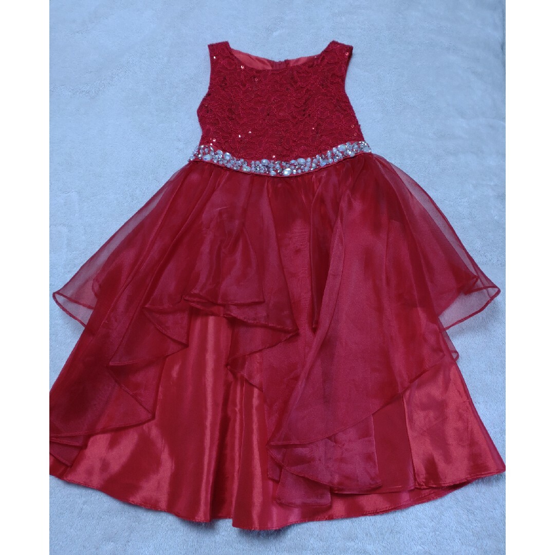 Catherine Cottage(キャサリンコテージ)のキャサリンコテージ　ドレス　赤　スパンコール　レース　140相当 キッズ/ベビー/マタニティのキッズ服女の子用(90cm~)(ドレス/フォーマル)の商品写真