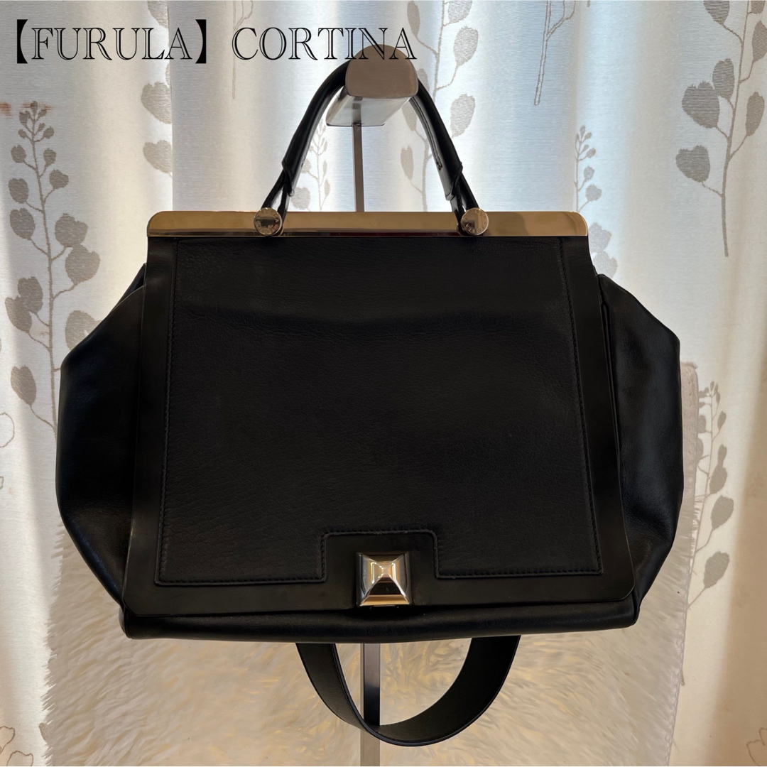 Furla(フルラ)の極美品　フルラ コルティナ　2way ショルダーバッグ ハンドバッグ　ブラック レディースのバッグ(ショルダーバッグ)の商品写真