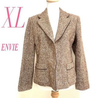 ENVIE　ジャケット　総柄 きれいめウール65%　シルク15%(テーラードジャケット)