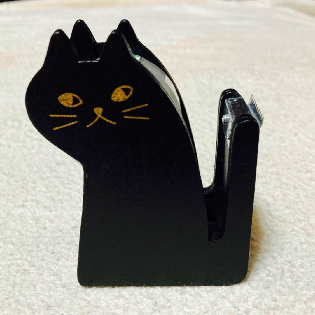 猫ちゃん　テープカッター　テープディスペンサー　ブラック インテリア/住まい/日用品の文房具(テープ/マスキングテープ)の商品写真