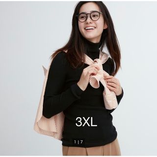 ユニクロ(UNIQLO)のユニクロ　エクストラファインメリノリブタートルネックセーター　ブラック 3XL(ニット/セーター)