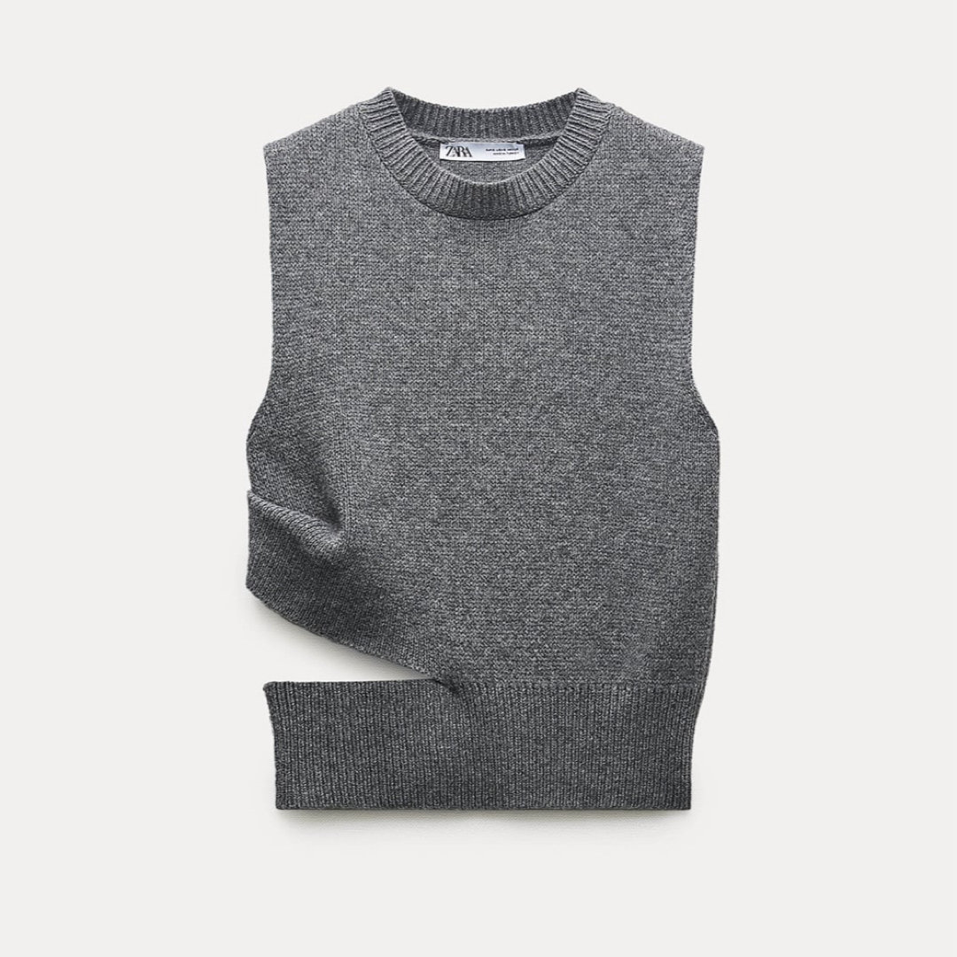 ZARA - ZARA ウールブレンド ニットベスト カットアウトの通販 ZARA - ZARA ウールブレンド ニットベスト カットアウトの通販