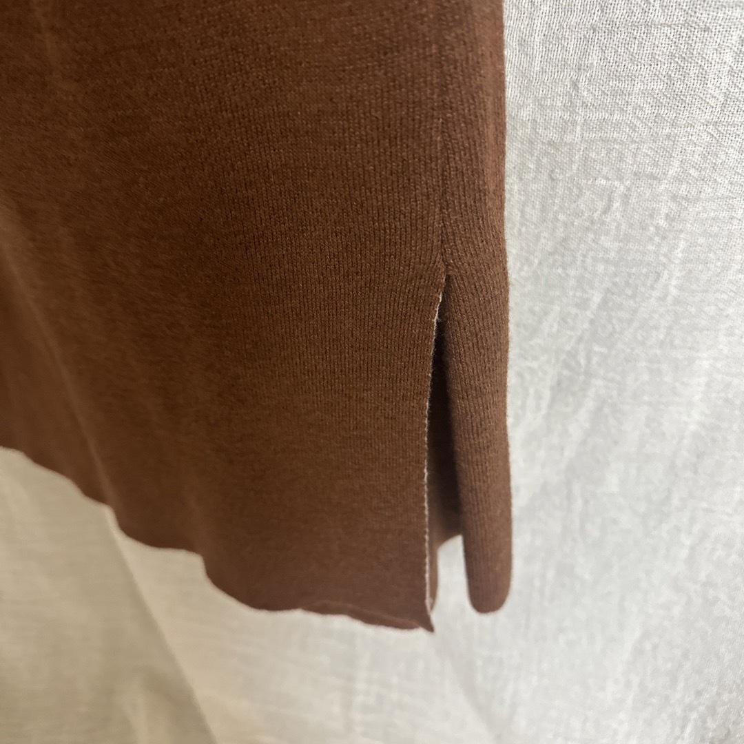 茶色　ニットスカート　タイトスカート レディースのスカート(ひざ丈スカート)の商品写真