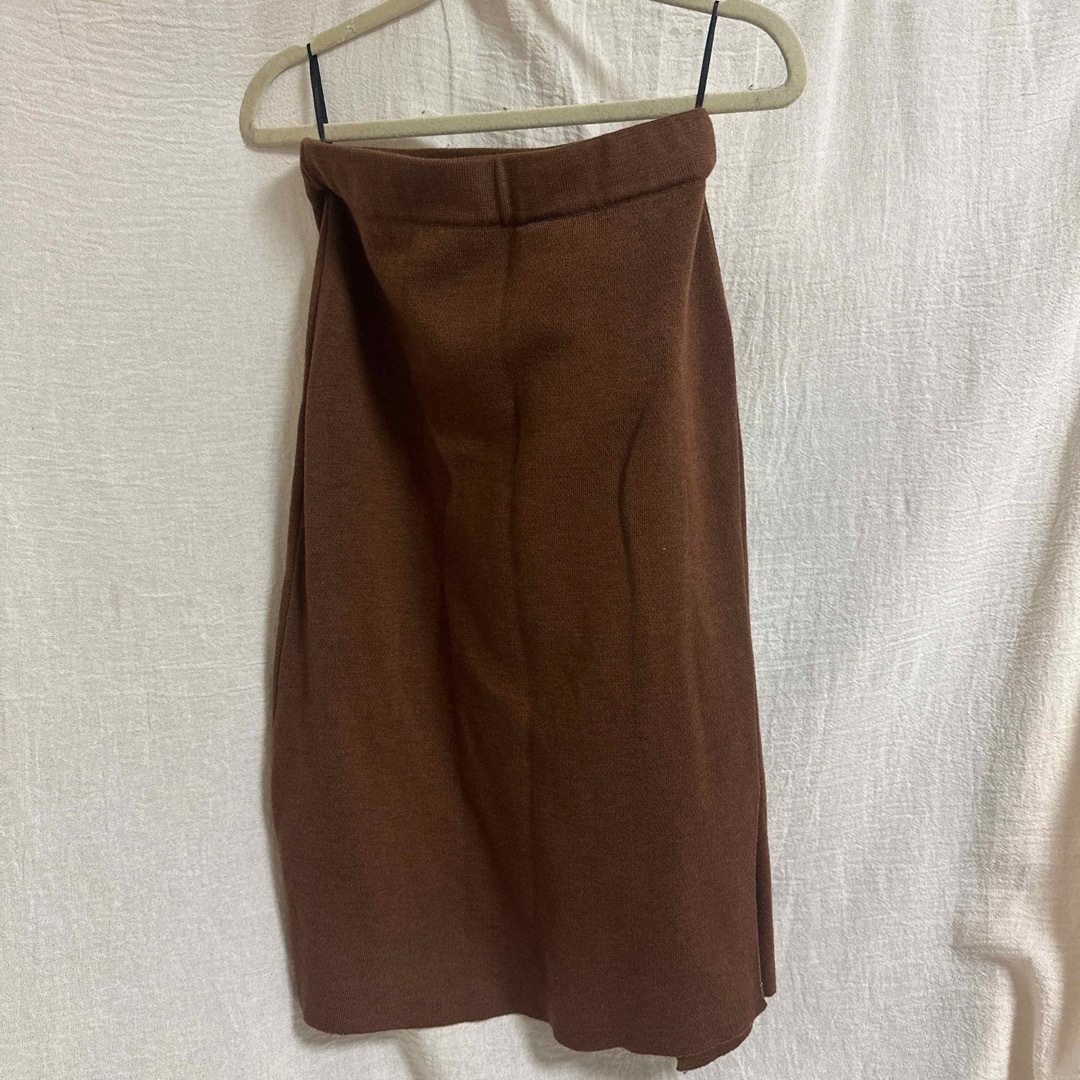 茶色　ニットスカート　タイトスカート レディースのスカート(ひざ丈スカート)の商品写真