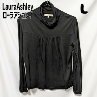 ローラアシュレイ(LAURA ASHLEY)のローラアシュレイ LauraAshley ハイネックシャツ 長袖 L ブラック(シャツ/ブラウス(長袖/七分))