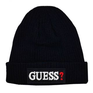 ゲス(GUESS)の1902 新品　GUESS フロント　ビッグロゴ　ニットキャップ　ネイビー(ニット帽/ビーニー)