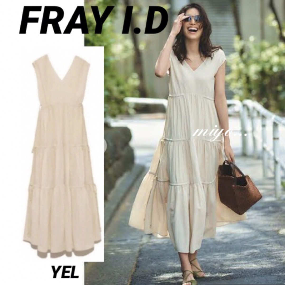 ワンピース[美品]FRAY I.D/ギャザーティアードワンピース/YEL