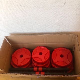 送料込み 中古/合計20kg ダンベルセット/レッド(トレーニング用品)