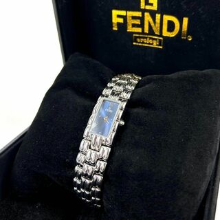 フェンディ(FENDI)の【新品電池】フェンディ ネイビー文字盤 オロロジ スクエア 腕時計 シルバー(腕時計)