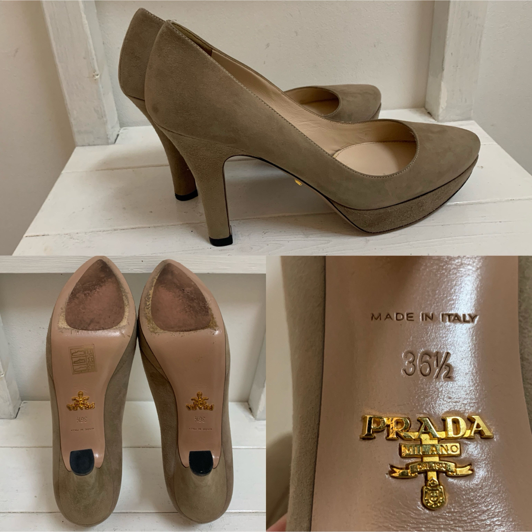 プラダ　PRADA　ベージュ　ヒール　パンプスフォーマル