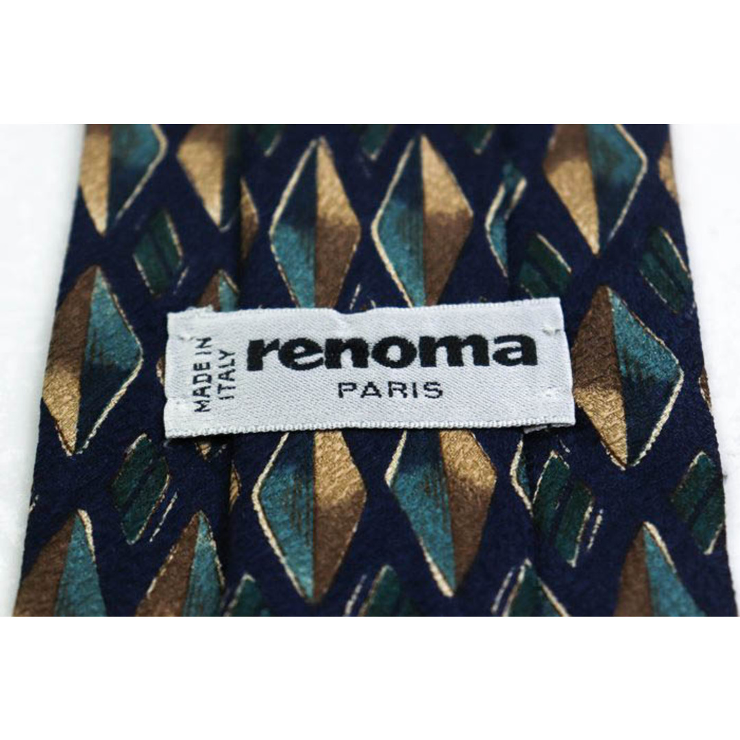 RENOMA(レノマ)のレノマ ブランドネクタイ チェック柄 格子柄 幾何学模様 シルク イタリア製 メンズ ネイビー renoma メンズのファッション小物(ネクタイ)の商品写真