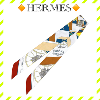 エルメス(Hermes)の美品 エルメス ツイリー スカーフ シルク スプリングスプリング 白 ホワイト(バンダナ/スカーフ)