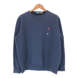 ポロラルフローレン(POLO RALPH LAUREN)のSALE/// デッドストック Polo by Ralph Lauren ポロ ラルフローレン ワンポイント スウェット 刺繍 前V ネイビー (メンズ XL)  P3851(スウェット)