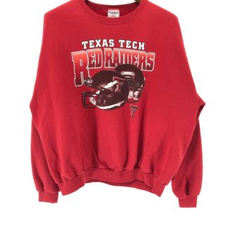 SALE///// 90年代 JERZEES ジャージーズ RED RAIDERS トレーナー スウェット カレッジ レッド (メンズ XL)  P3843(スウェット)