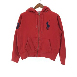 ポロラルフローレン(POLO RALPH LAUREN)のSALE///// 90年代 Polo by Ralph Lauren ポロ ラルフローレン ジップアップ パーカー 刺繍 レッド (メンズ L)  P3844(パーカー)