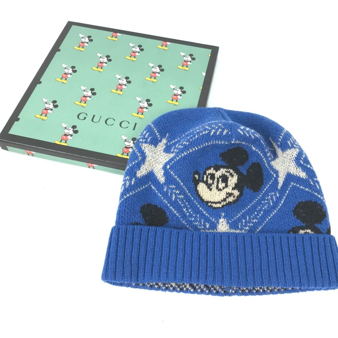 Gucci(グッチ)のグッチ GUCCI ミッキーマウス 604032 ディズニー DISNEY コラボ ビーニー 帽子 ニット帽 ニットキャップ ニット帽 ウール ブルー 未使用 レディースの帽子(ニット帽/ビーニー)の商品写真