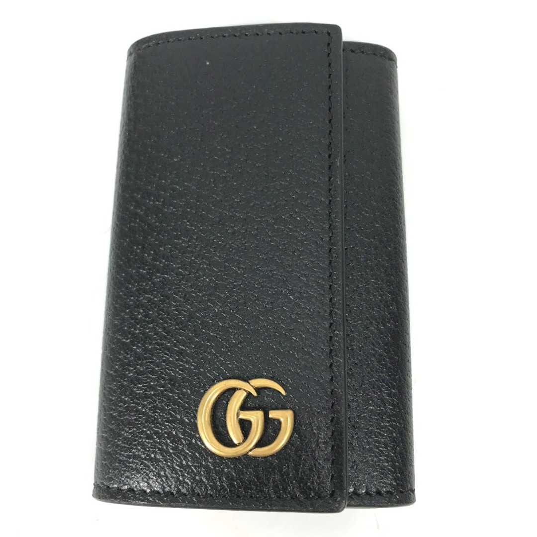 Gucci(グッチ)のグッチ GUCCI 6連 435305 GGマーモント 鍵 キーリング付き キーケース レザー ブラック 美品 レディースのファッション小物(キーケース)の商品写真