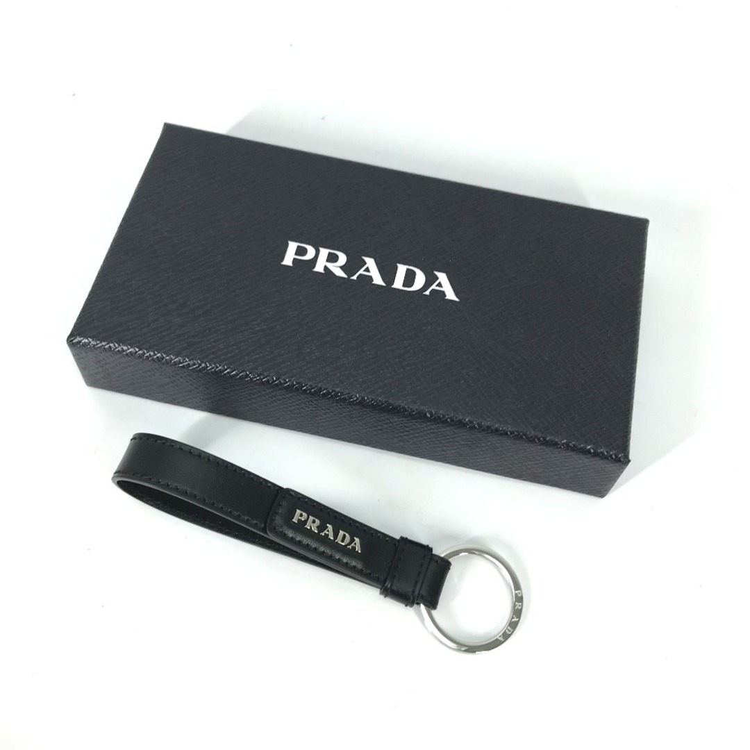 PRADA - プラダ PRADA ロゴ キーホルダー キーリング レザー ブラック 