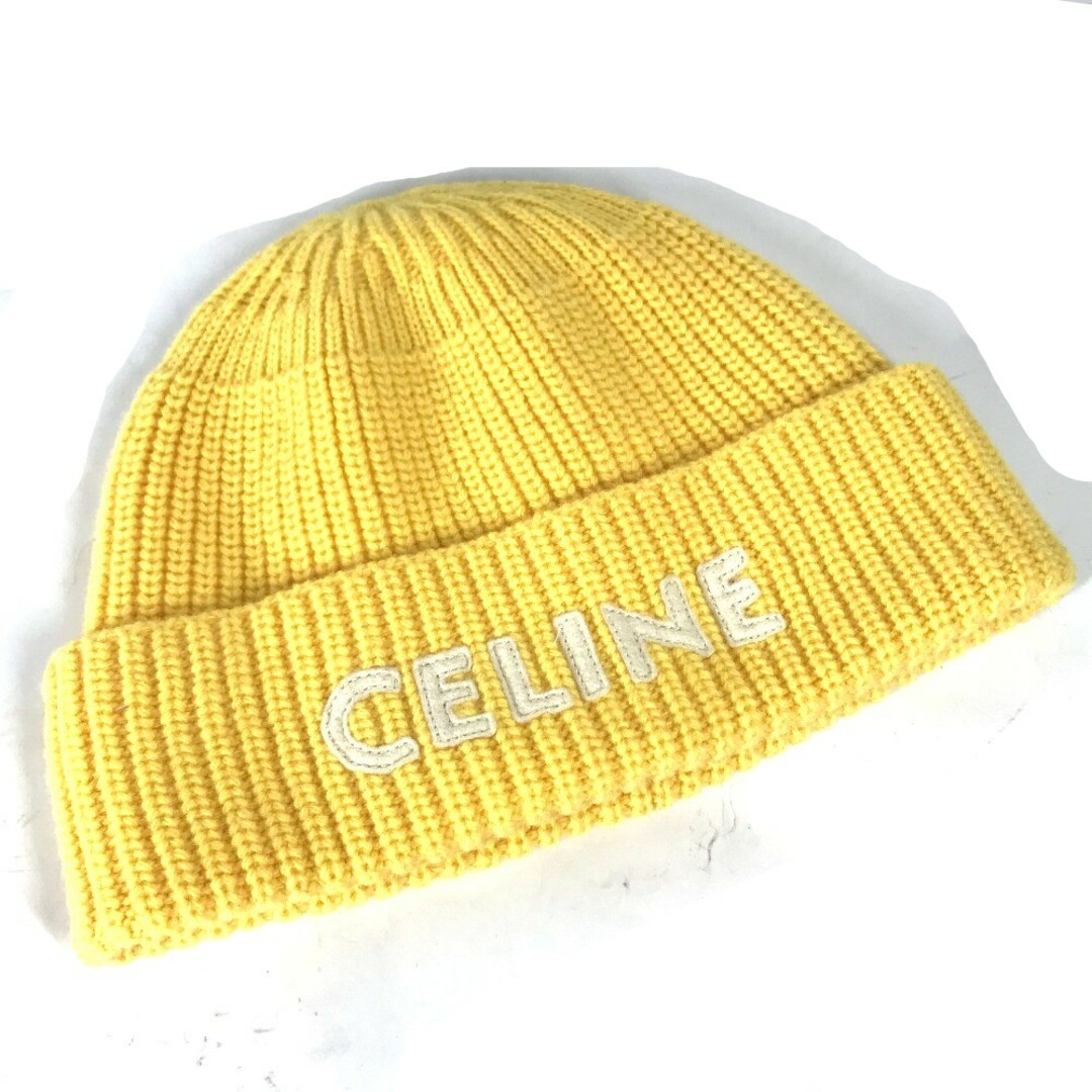 セリーヌ CELINE ロゴ 2A61W535Q ビーニー 帽子 ニット帽 ニットキャップ ニット帽 ウール イエロー