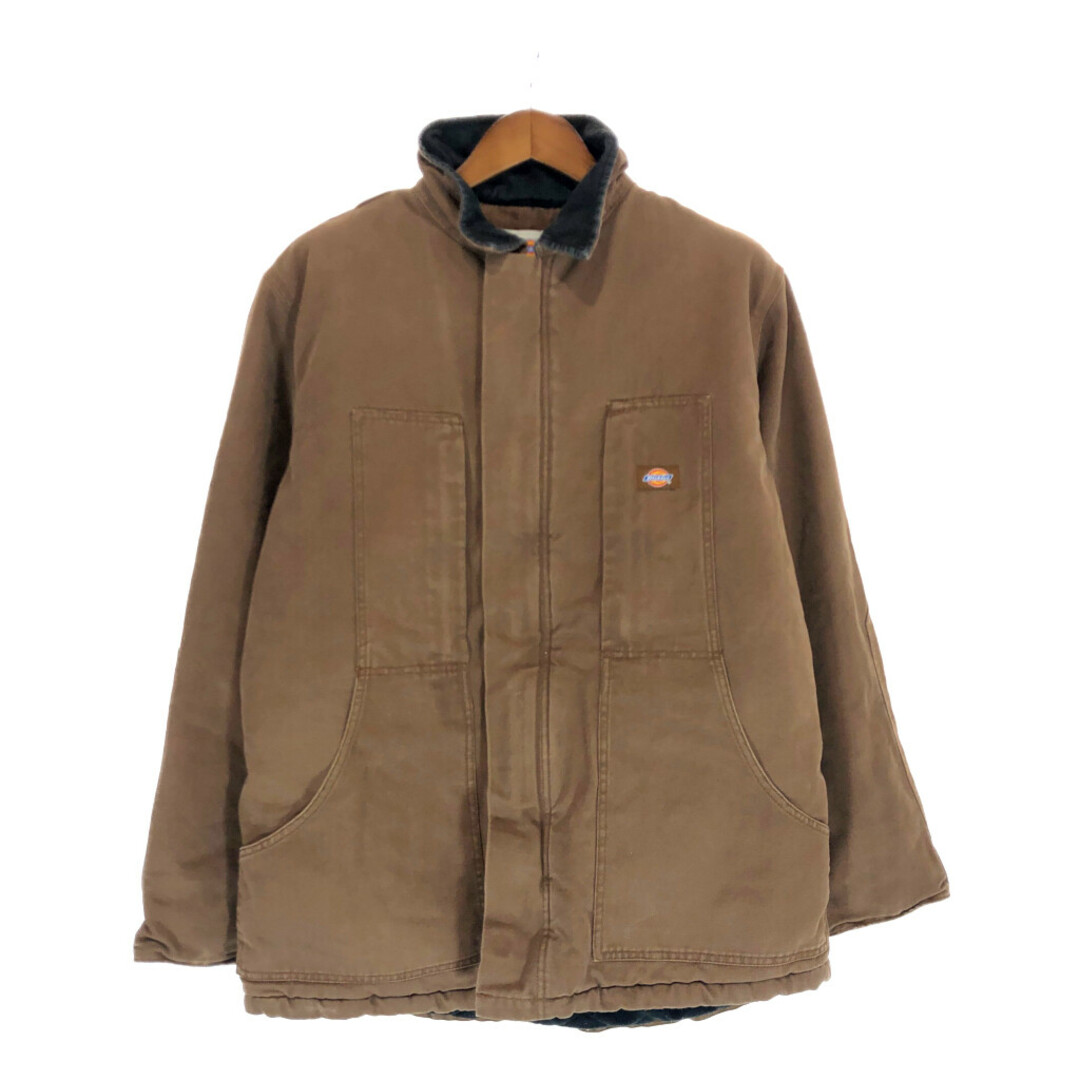 SALE///// 90年代 Dickies ディッキーズ 中綿ダックジャケット ワーク ブラウン (メンズ LARGE)  P3954約71cm袖丈