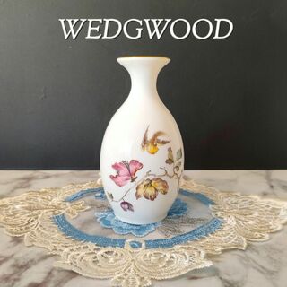 ウェッジウッド(WEDGWOOD)の美品★ウェッジウッド スワロー 花瓶 花 黒壺 金彩 小鳥 アンティーク 希少品(花瓶)