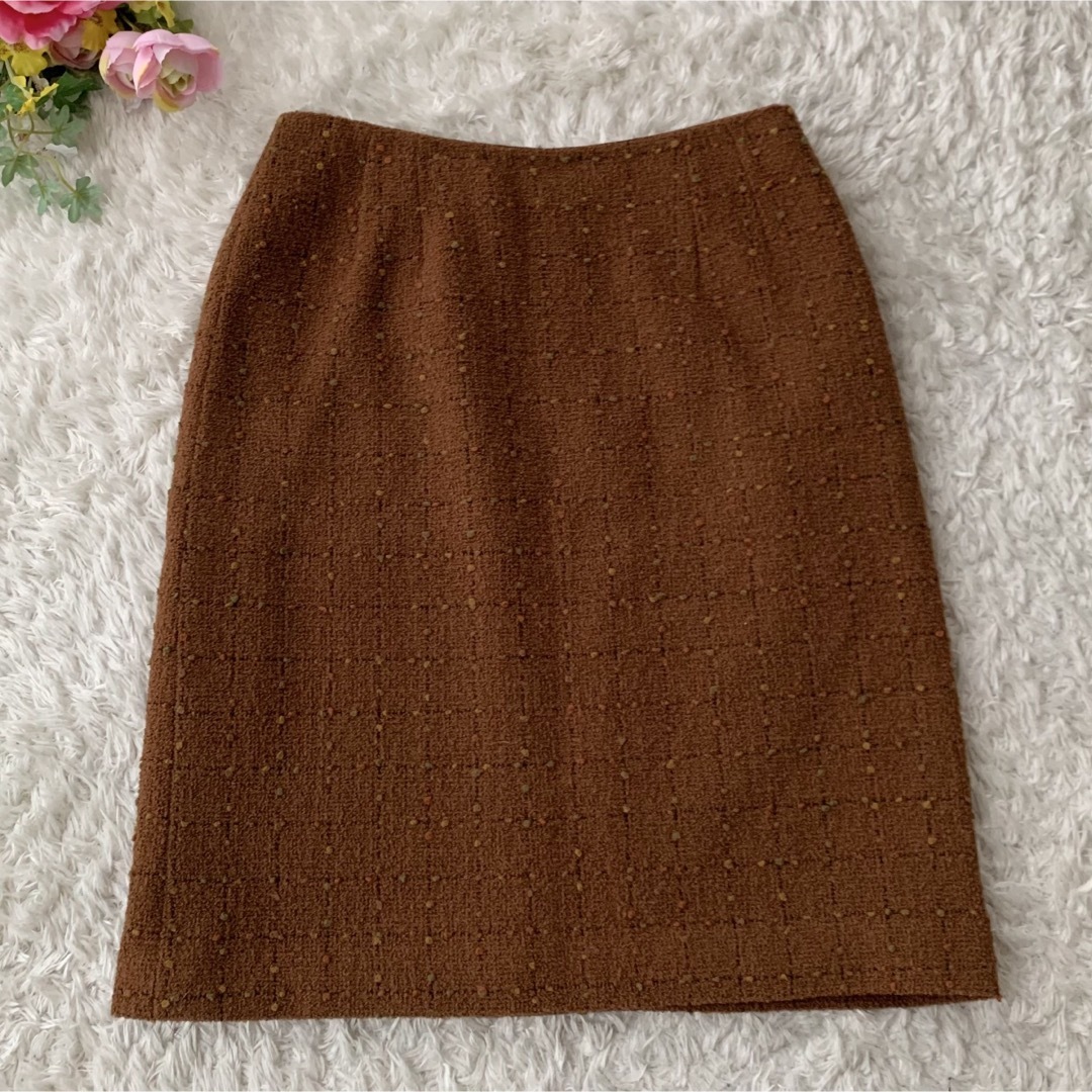 Harrods(ハロッズ)のハロッズ ツイード セットアップ スカートスーツ ウール混 日本製 ブラウン レディースのレディース その他(セット/コーデ)の商品写真