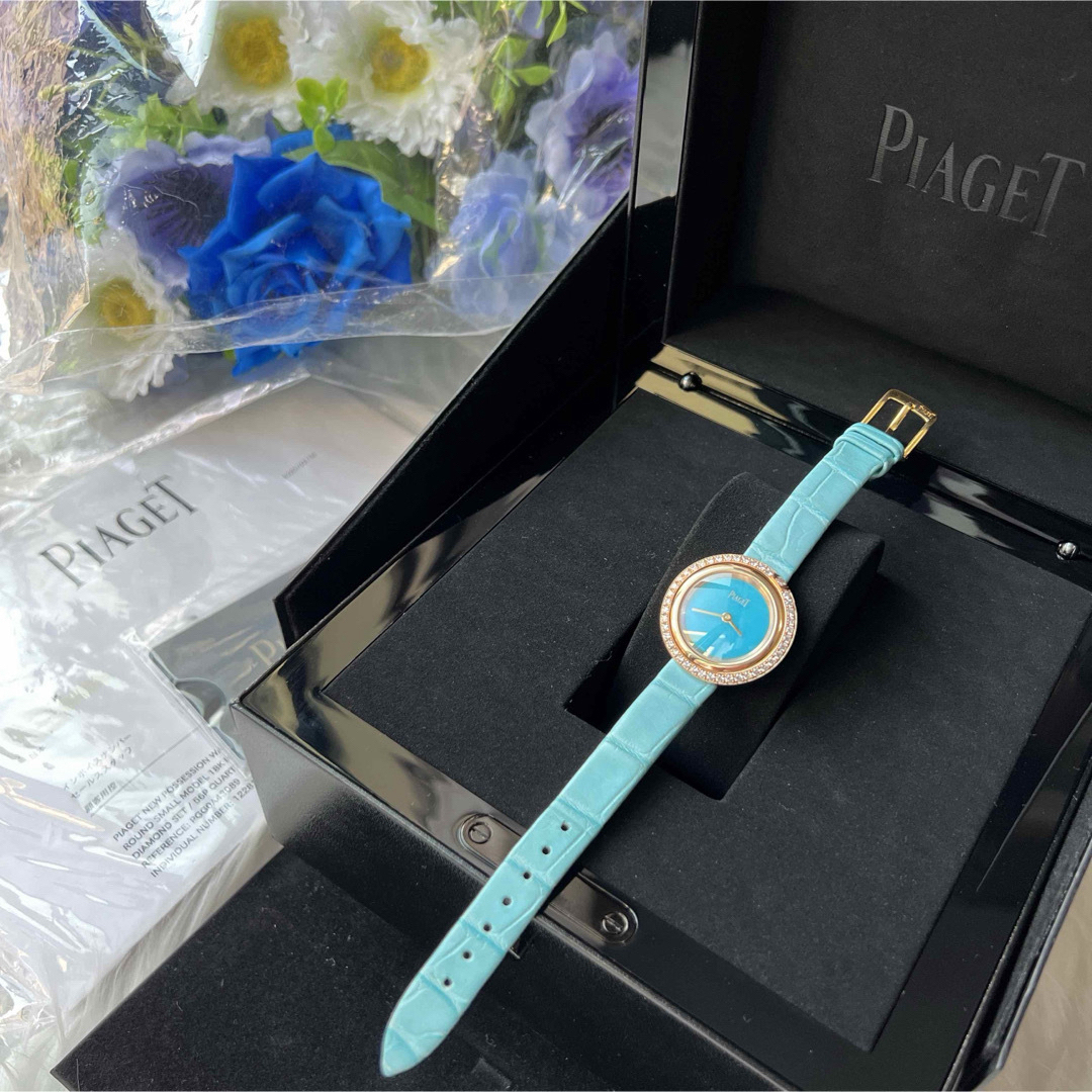 PIAGET(ピアジェ)の美品　PIAGETピアジェ  ポセション　ターコイズ　RG 腕時計　クロコダイル レディースのファッション小物(腕時計)の商品写真