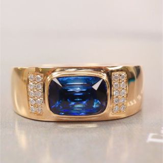 天然 ブルーサファイア ダイヤ リング 1.8ct ¥(リング(指輪))