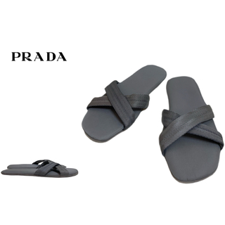 プラダ(PRADA)のPRADA プラダ イタリア製 ルームシューズ スリッパ 室内履き グレー 39(スリッパ/ルームシューズ)