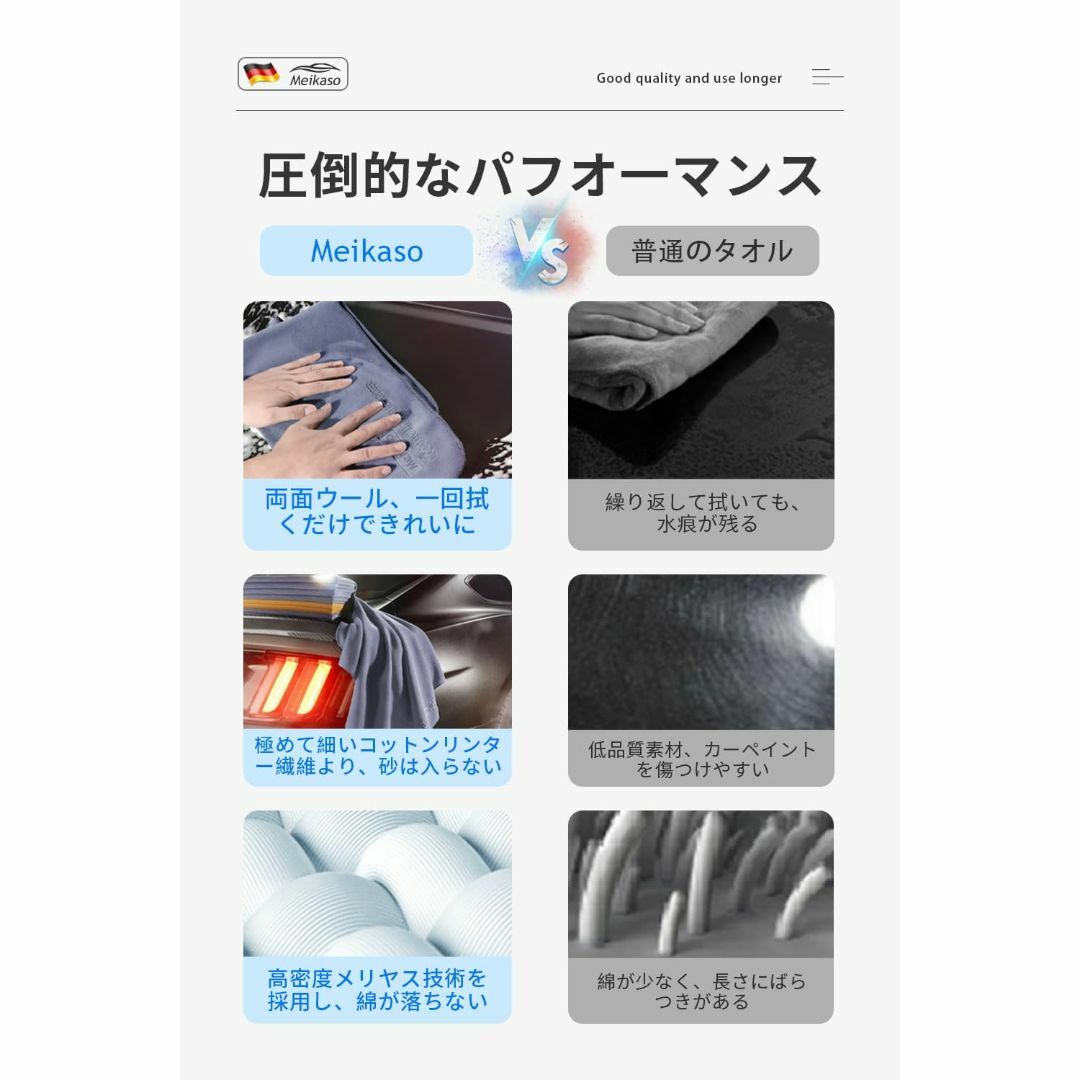 【新品、未使用☘】Meikaso 洗車タオル (M(35×75cm)2枚セット) 自動車/バイクの自動車(メンテナンス用品)の商品写真