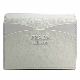 プラダ(PRADA)の【新品】プラダ  財布 1MV204 SAFFIANO WAVES / BIANCO (ホワイト系) 二つ折り財布(小銭入れあり) PRADA サフィアーノレザー ロゴ アウトレット レディース(財布)