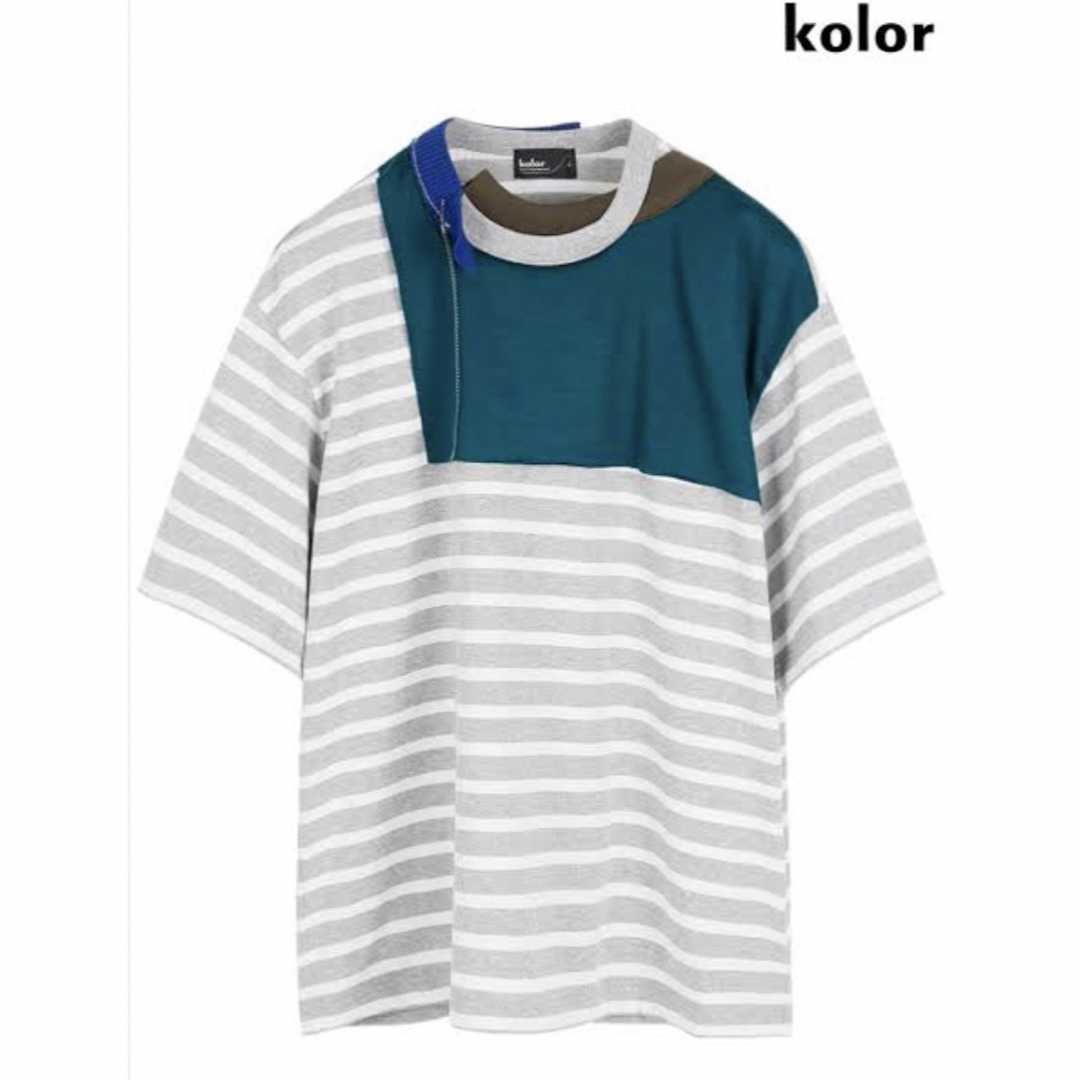 kolor(カラー)のkolor ニットドッキング　ボーダー　S/Sカットソー　Tシャツ メンズのトップス(Tシャツ/カットソー(半袖/袖なし))の商品写真