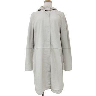 MaxMara STUDIO マックスマーラ ストゥディオ コート ジャケット アイボリー ベージュ 44(XL) アウター ロング Aライン ノーカラー フード フーディー 2WAY スエード レザー ブランド シンプル【レディース】【中古】(その他)