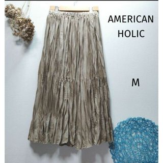 アメリカンホリック(AMERICAN HOLIC)のアメリカンホリック　切り替えワッシャーティアードプリーツスカート　M　新品(ロングスカート)