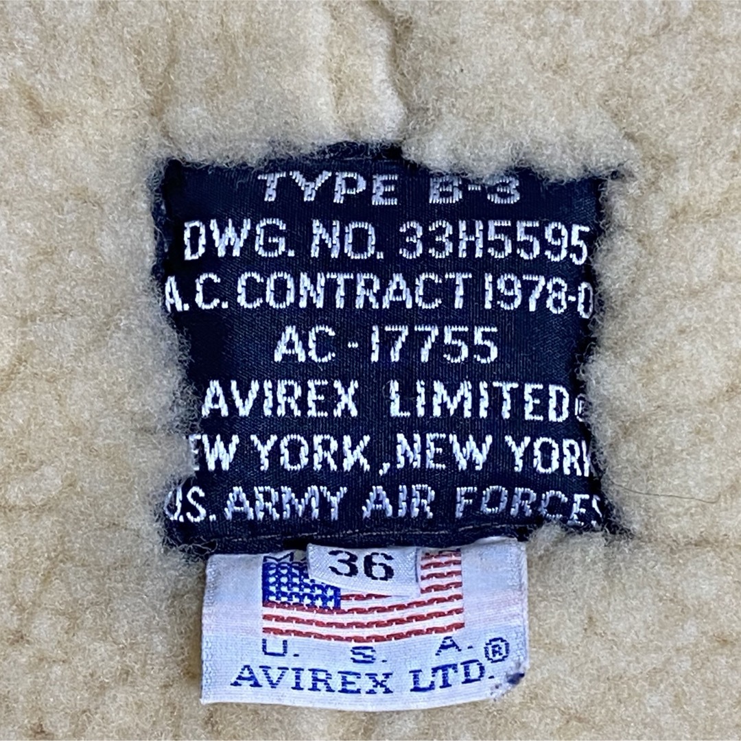 AVIREX(アヴィレックス)の80s AVIREXアヴィレックス B-3 ムートン フライトジャケット茶 36 メンズのジャケット/アウター(フライトジャケット)の商品写真