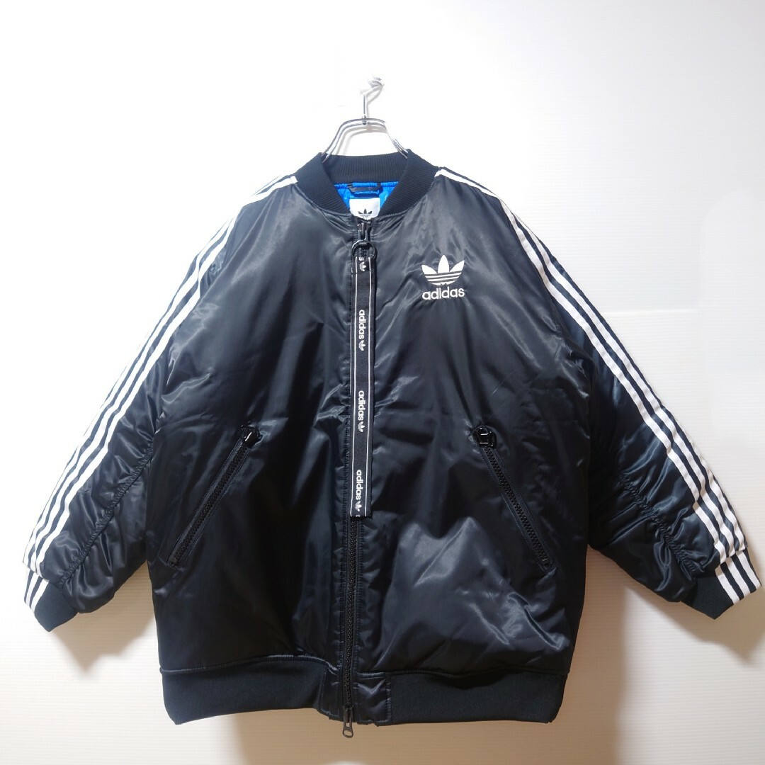 adidas(アディダス)の【大きいサイズ】adidas★ロング丈 ビッグシルエット 中綿ジャケット★黒XL レディースのジャケット/アウター(ダウンジャケット)の商品写真