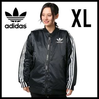 アディダス(adidas)の【大きいサイズ】adidas★ロング丈 ビッグシルエット 中綿ジャケット★黒XL(ダウンジャケット)