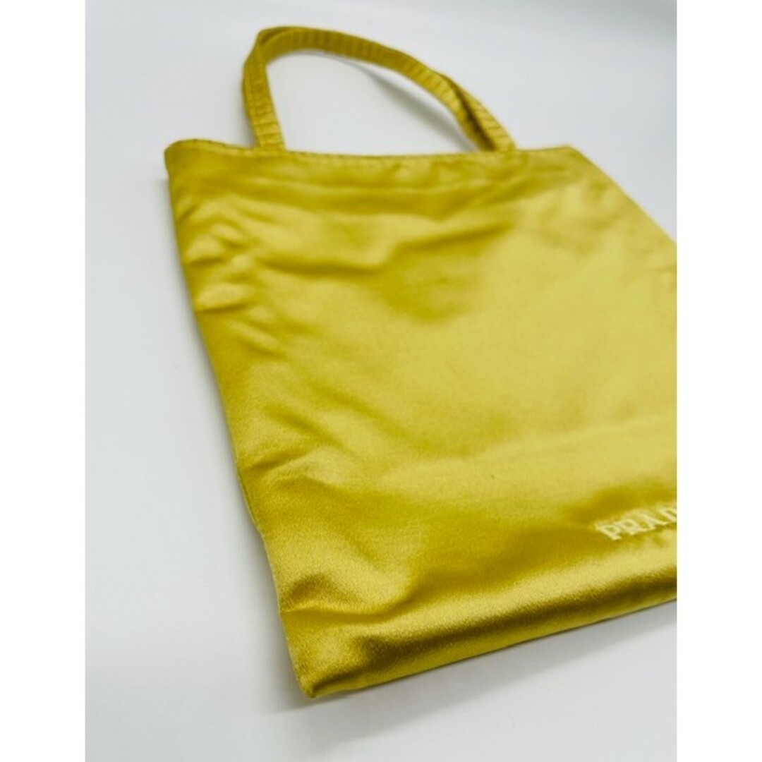 PRADA(プラダ)の【PRADA】極美品 ハンドバッグ サテン イエロー テスート プラダ レディースのバッグ(ハンドバッグ)の商品写真