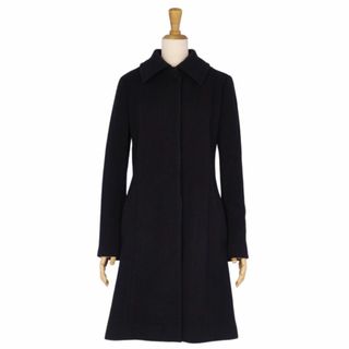 バーバリーブルーレーベル(BURBERRY BLUE LABEL)の美品 バーバリー ブルーレーベル BURBERRY BLUE LABEL コート ステンカラーコート バルマカーンコート 裏地チェック柄 アンゴラ ウール アウター メンズ 38(M相当) ブラック(その他)