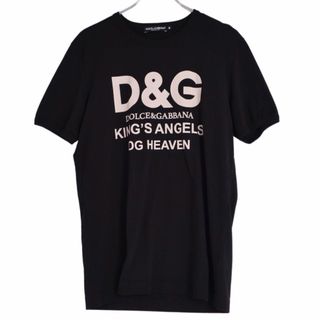 ドルチェアンドガッバーナ(DOLCE&GABBANA)の美品 ドルチェ&ガッバーナ DOLCE&GABBANA Tシャツ カットソー ショートスリーブ 半袖 コットン ブリントロゴ メンズ イタリア製 48(M相当) ブラック(Tシャツ/カットソー(七分/長袖))