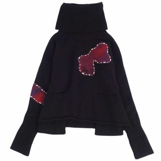 ヨウジヤマモト(Yohji Yamamoto)の美品 ヨウジヤマモト Yohji Yamamoto +NOIR ニット セーター タートルネック パッチ ウール トップス レディース NR-K58-196 2(M相当) ブラック(ニット/セーター)