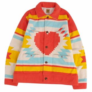 ヒューマンメイド(HUMAN MADE)のヒューマンメイド HUMAN MADE ジャケット フリース OUTDOOR BLANKET FLEECE JACKET 総柄 ハート柄 アウター メンズ S マルチカラー(その他)