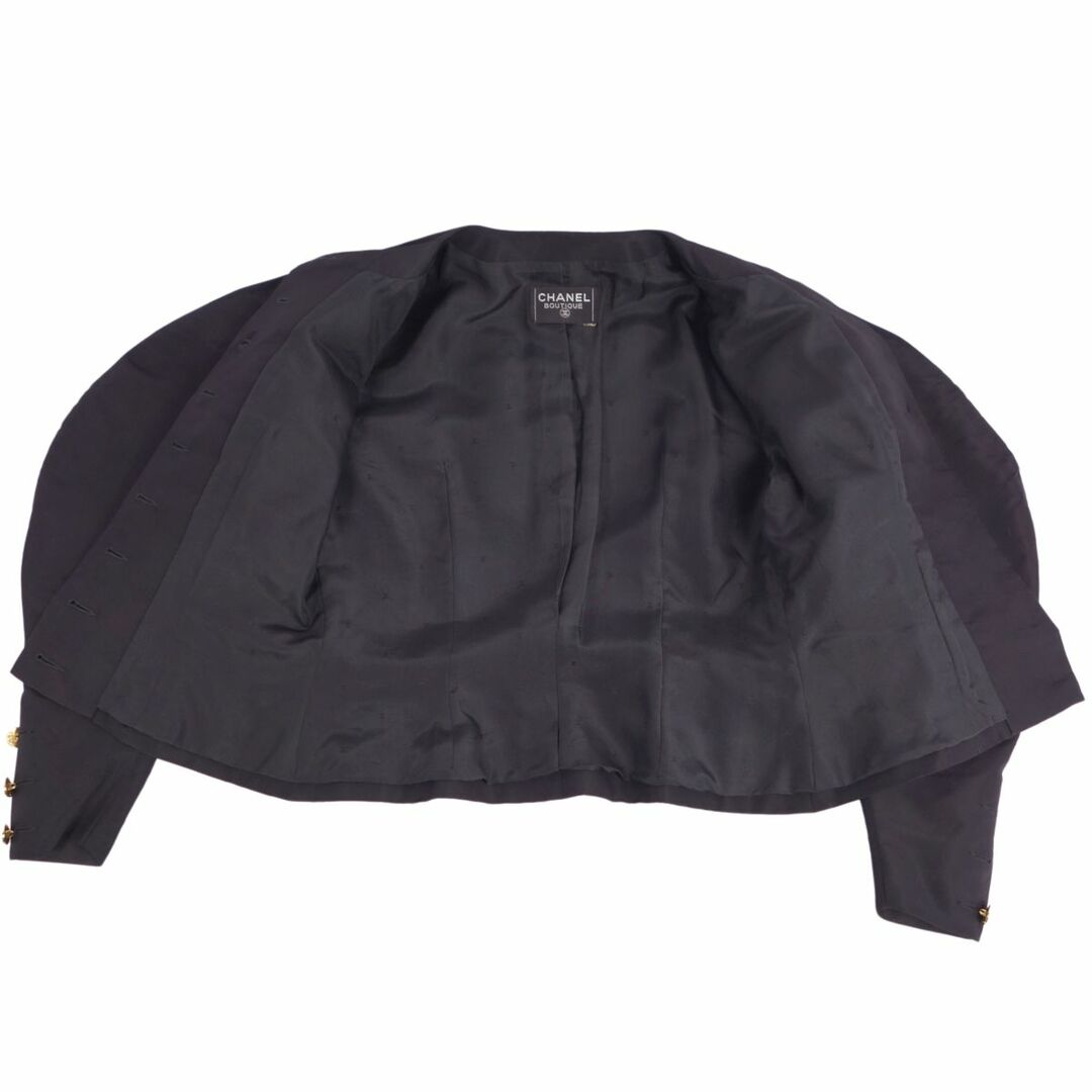 Vintage シャネル CHANEL セットアップ スカートスーツ ジャケット スカート ココマークゴールドボタン シルク100％ レディース 40(M相当) ブラック約7756cmcm