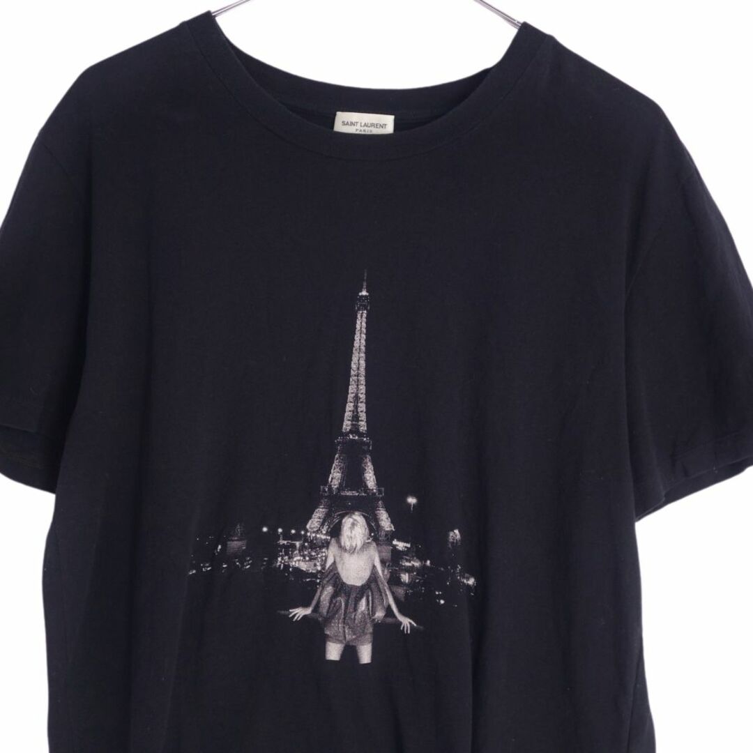 Saint Laurent(サンローラン)のサンローラン パリ SAINT LAURENT PARIS Tシャツ カットソー コットン トップス レディース イタリア製 S ブラック レディースのトップス(Tシャツ(半袖/袖なし))の商品写真
