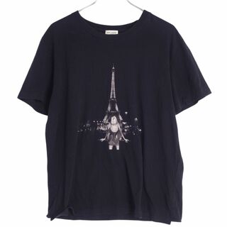 サンローラン(Saint Laurent)のサンローラン パリ SAINT LAURENT PARIS Tシャツ カットソー コットン トップス レディース イタリア製 S ブラック(Tシャツ(半袖/袖なし))